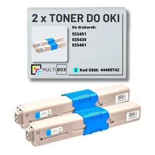2-PAK Multibox Toner do OKI ES3451 ES5430 ES5461 44469742 cyan zamiennik