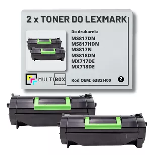 2-pak Toner do LEXMARK MX717 MX718 63B2H00 2x25.0K Multibox zamiennik