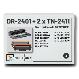 2x Toner do BROTHER TN-2411 + 1x Bęben DR-2401 3-pak Multibox zamiennik