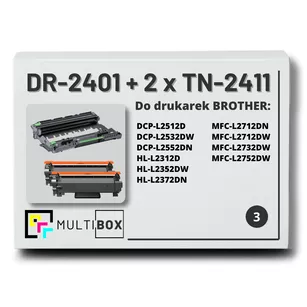 2x Toner do BROTHER TN2411 + 1x Bęben DR2401 3-pak Multibox zamiennik