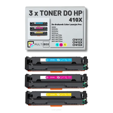 3-PAK Multibox Toner do HP 410X CMY CF411X CF412X CF413X zamiennik
