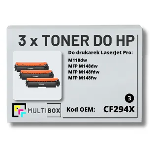 3-PAK Multibox Toner do HP CF294X 94X M118 M148 Zamiennik