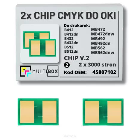 2-pak zestaw Chipów V.2 do OKI B412 B432 B512 MB472 MB492 MB562 45807102 2x3,0K Multibox