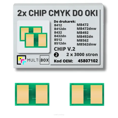 2-PAK Multibox zestaw Chipów V.2 do OKI B412 B432 B512 MB472 MB492 MB562 45807102 2x3,0K