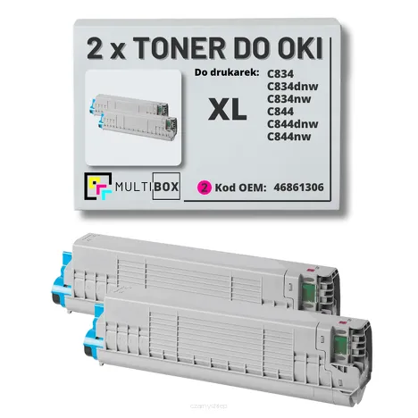 2-PAK Multibox Toner do OKI C834 C844 46861306 XL magenta zamiennik
