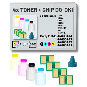 4-PAK Multibox Tonery + chipy do OKI C532 C542 MC563 MC573 4x1,5K