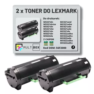 2-pak Toner do LEXMARK MS321 MS421 MS521 MS621 MX321 MX421 MX521 56F2000 2x6.0K Multibox zamiennik