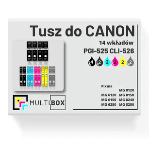 Tusz do CANON PGI-525 CLI-526 14-pak black pigment / black / cyan / magenta / yellow / grey zamiennik Multibox