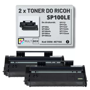 2-pak Toner do RICOH SP100LE 407166 Zamiennik Multibox