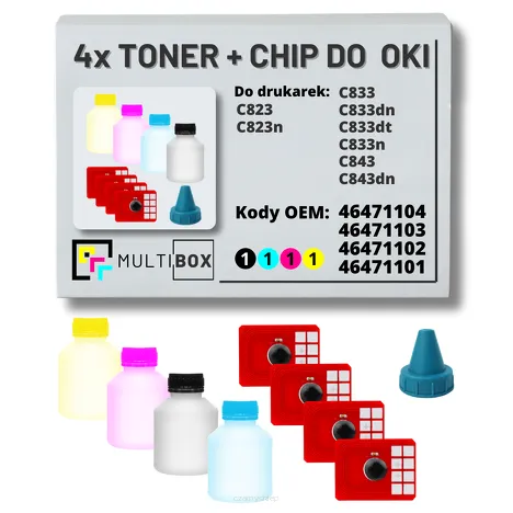 4-PAK Multibox Tonery + chipy do OKI C823 C833 C843 4x7,0K
