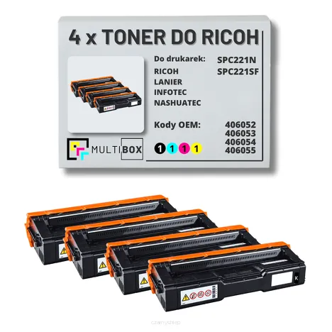 4-pak toner do RICOH SPC221 406052 406053 406054 406055 zamiennik Multibox