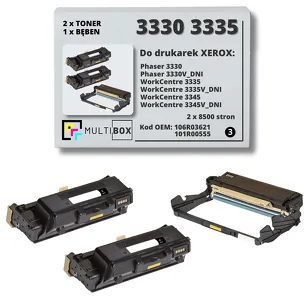 2x Toner + 1x Bęben do XEROX 3330 3335 106R03621 101R00555 2x8.5K/30K 3-pak Multibox zamiennik