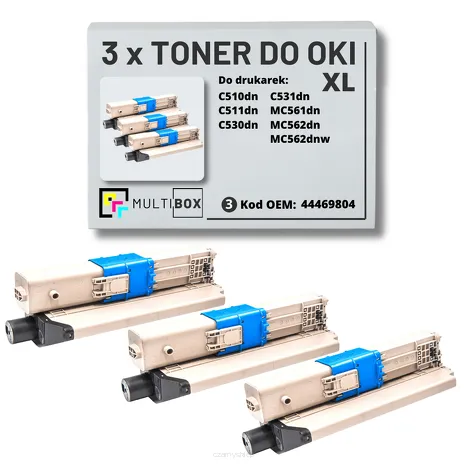 3-PAK Multibox Toner do OKI C510 C511 MC562 44469804 XL black zamiennik