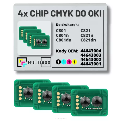 4-pak zestaw Chipów CMYK do OKI C801 C821 4x7,0K Multibox