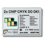 2-PAK Multibox zestaw Chipów V.1 do OKI B412 B432 B512 MB472 MB492 MB562 45807106 2x7,0K - 2