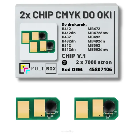 2-pak zestaw Chipów V.1 do OKI B412 B432 B512 MB472 MB492 MB562 45807106 2x7,0K Multibox