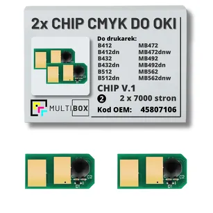 2-PAK Multibox zestaw Chipów V.1 do OKI B412 B432 B512 MB472 MB492 MB562 45807106 2x7,0K