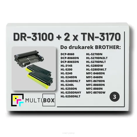 2x Toner do BROTHER TN-3170 + 1x Bęben DR-3100 3-pak Multibox zamiennik