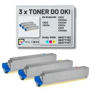 3-PAK Multibox Toner do OKI C823 C833 C843 cyan/magenta/yellow zamiennik