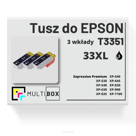 3-PAK Multibox Tusz do EPSON 33XL T3351 C13T33514010 black zamiennik