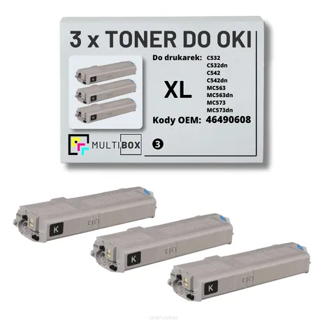 3-PAK Multibox Toner do OKI C532 MC563 46490608 XL black zamiennik
