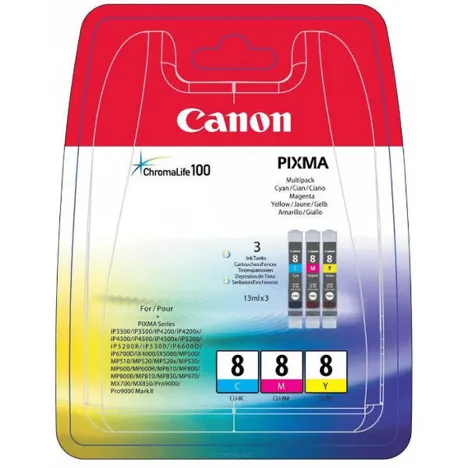 Canon Tusz CLI8CMY 0621B029 0621B026 oryginalny cyan / magenta / yellow 3-pak