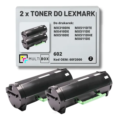 2-PAK Multibox Toner do LEXMARK MX310 MX410 MX510 602 60F2000 2x2.5K zamiennik