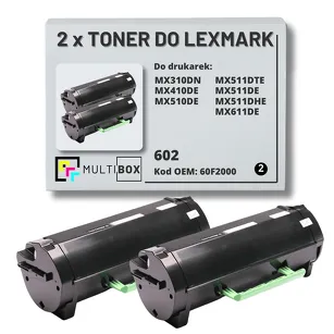 2-PAK Multibox Toner do LEXMARK MX310 MX410 MX510 602 60F2000 2x2.5K zamiennik