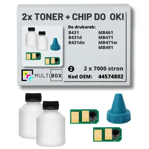 2-PAK Multibox Tonery + chipy do OKI B431 MB461 MB471 MB491 44574802 2x7,0K