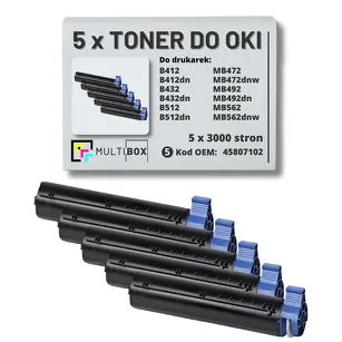5-PAK Multibox Toner do OKI B412 B432 B512 MB472 MB492 MB562 45807102 zamiennik