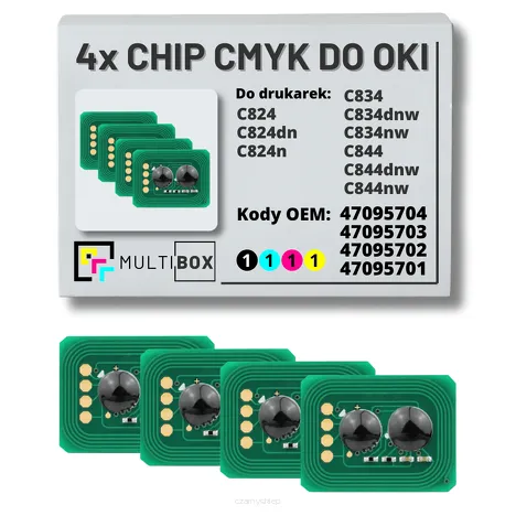 4-pak zestaw Chipów CMYK do OKI C824 C834 C844 4x5,0K Multibox