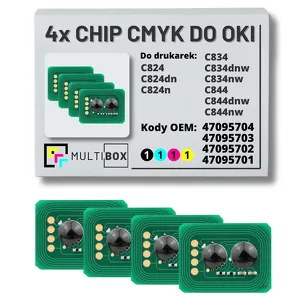 4-pak zestaw Chipów CMYK do OKI C824 C834 C844 4x5,0K Multibox