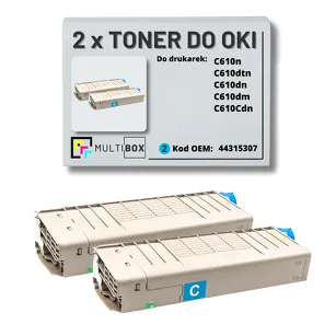 2-PAK Multibox Toner do OKI C610 44315307 cyan zamiennik