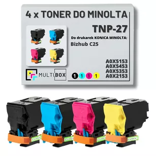 4-pak Toner do KONICA MINOLTA TNP27 A0X5153 A0X5453 A0X5353 A0X2153 BIZHUB C25 5.2K/3x4.5K CMYK Multibox zamiennik