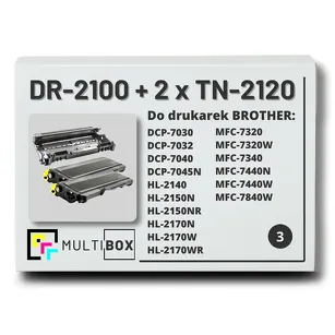 2x Toner do BROTHER TN-2120 + 1x Bęben DR-2100 3-pak Multibox zamiennik