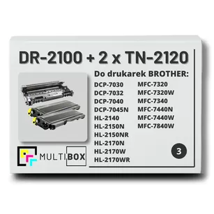 2x Toner do BROTHER TN2120 + 1x Bęben DR2100 3-pak Multibox zamiennik