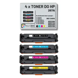 4-PAK Multibox Toner do HP 207A CMYK W2210A W2211A W2212A W2213A zamiennik BEZ CHIPA