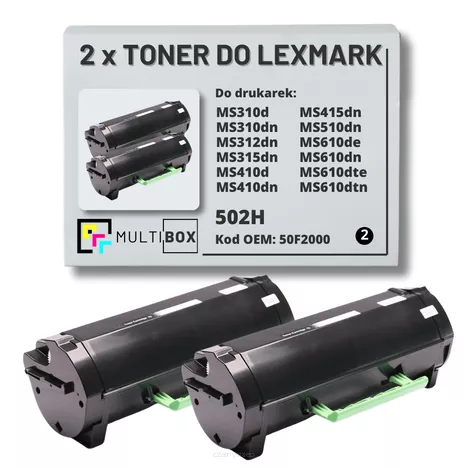 2-pak Toner do LEXMARK MS310 MS410 MS510 502H 50F2H00 2x5.0K Multibox zamiennik