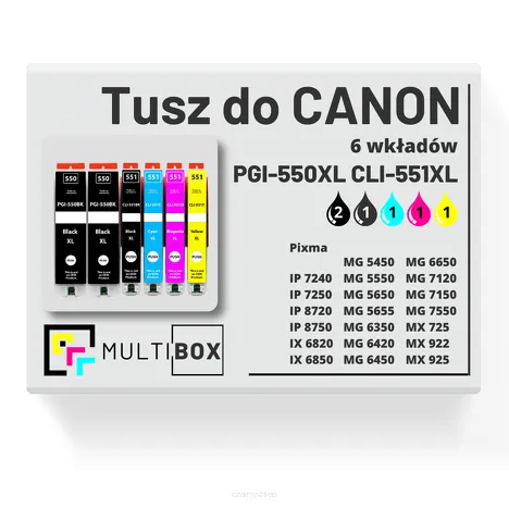 Tusz do CANON PGI-550XL CLI-551XL 6-pak black pigment / black / cyan / magenta / yellow zamiennik Multibox