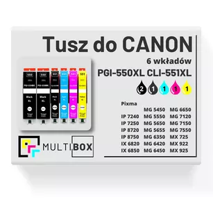 Tusz do CANON PGI550XL CLI551XL 6-pak black pigment / black / cyan / magenta / yellow zamiennik Multibox