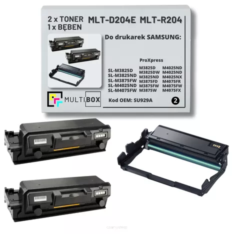 2x Toner + 1x Bęben  do SAMSUNG ProXpress M3825 M4025 MLT-D204E MLT-R204 SU925A 10K/30K 3-pak Multibox Zamiennik