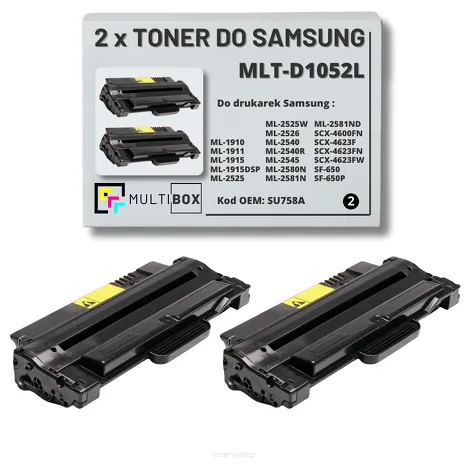 2-PAK Multibox Toner do SAMSUNG ML1910 ML2580 MLTD1052L SU758A 2.5K Zamiennik