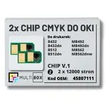 2-PAK Multibox zestaw Chipów V.1 do OKI B432 B512 MB492 MB562 45807111 2x12,0K - 2