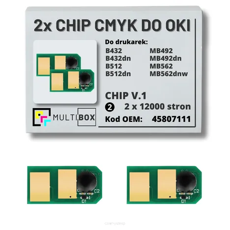 2-PAK Multibox zestaw Chipów V.1 do OKI B432 B512 MB492 MB562 45807111 2x12,0K