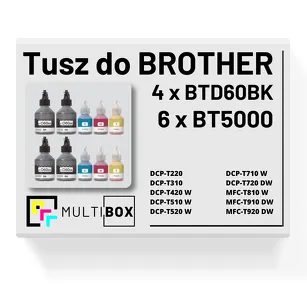 10-pak Tusz do BROTHER BT-D60BK + BT-5000 CMY Multibox