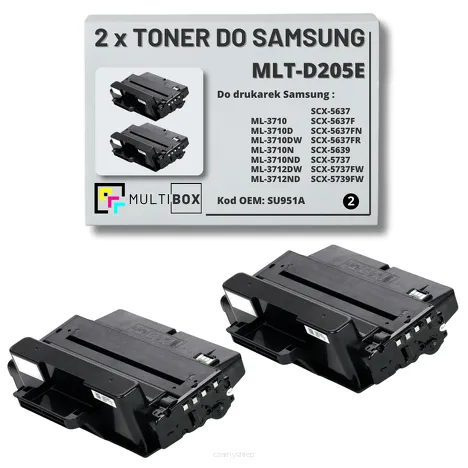 2-PAK Multibox Toner do SAMSUNG ML3710 MLTD205E SU951A 10K Zamiennik