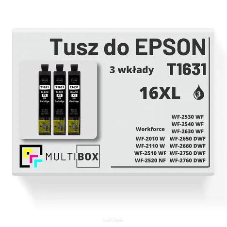 3-PAK Multibox Tusz do EPSON 16XL T1631 C13T16314010 black zamiennik