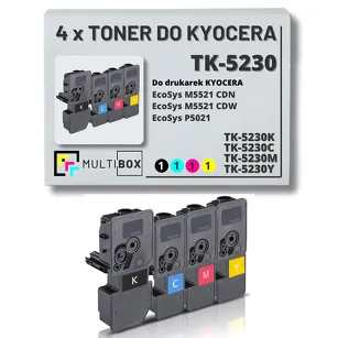 4-pak Toner do KYOCERA TK5230 ECOSYS M5521 P5021 2,6K/3x2,2K CMYK Multibox zamiennik