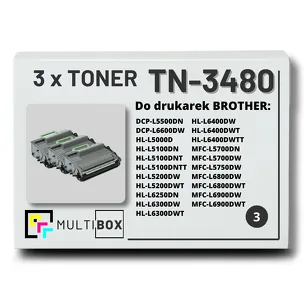 3-PAK Multibox Toner do BROTHER TN3480 zamiennik