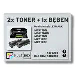 3-PAK Multibox 2x Toner + 1x Bęben do LEXMARK MS517 MS617 51B2X00 50F0Z00 2x20.0K/60K zamiennik - 2